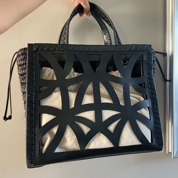 Zara black cut work tote with cross body strap - Picture 6 of 10